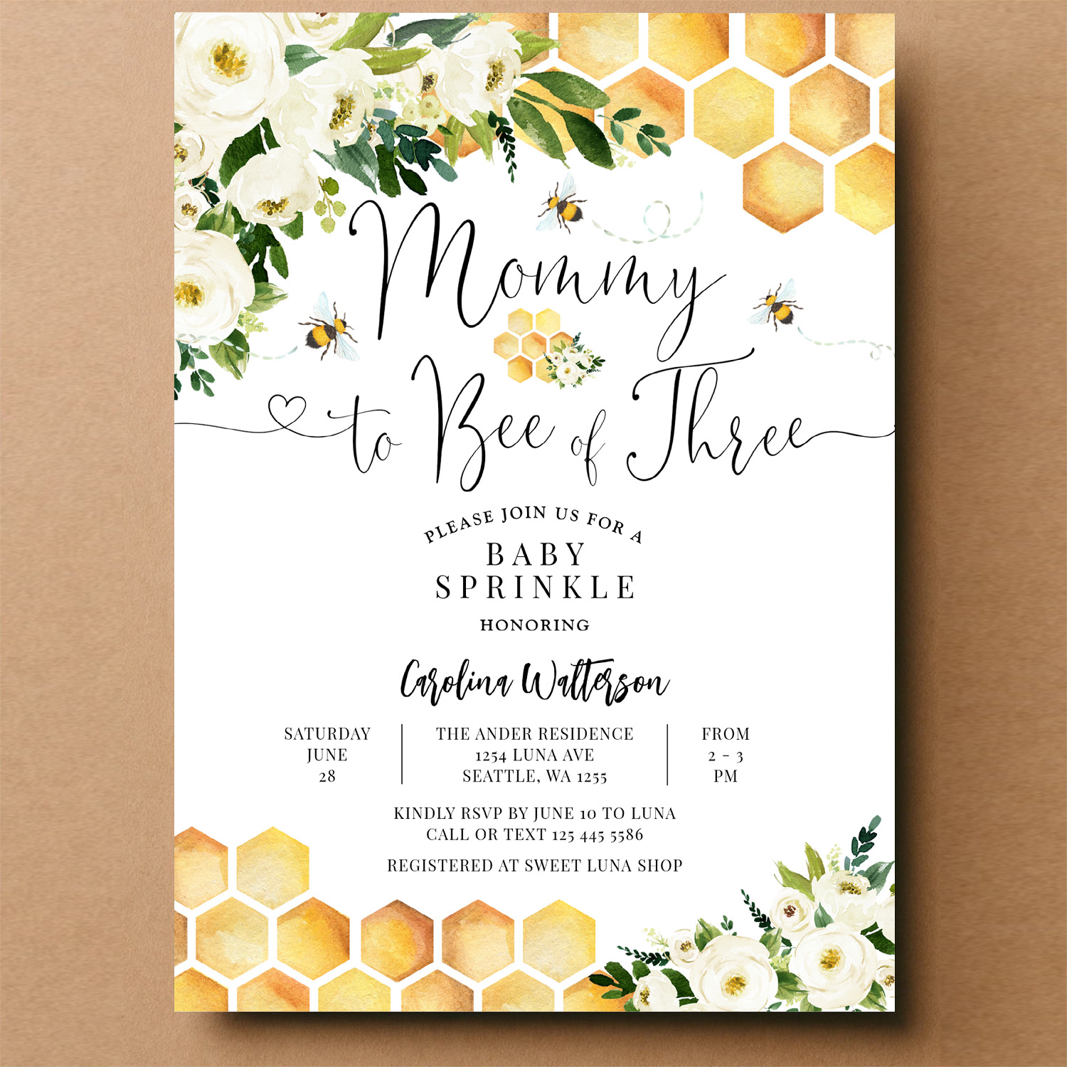 Mommy To Bee Of Three Baby Sprinkle Shower Invitation - Image 14