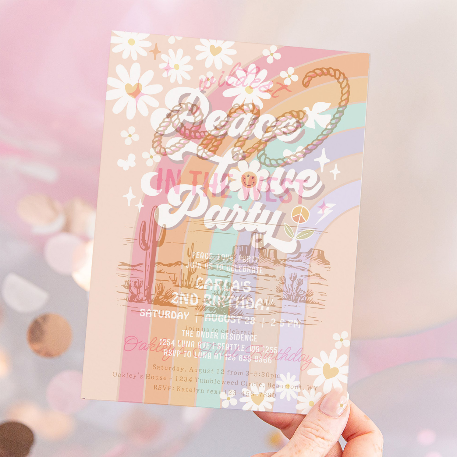Peace Love Party Groovy Invite Hippie Birthday - Image 12