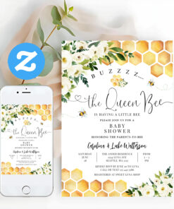Queen Bee Gender Neutral Mama To Bee Baby Shower Invitation