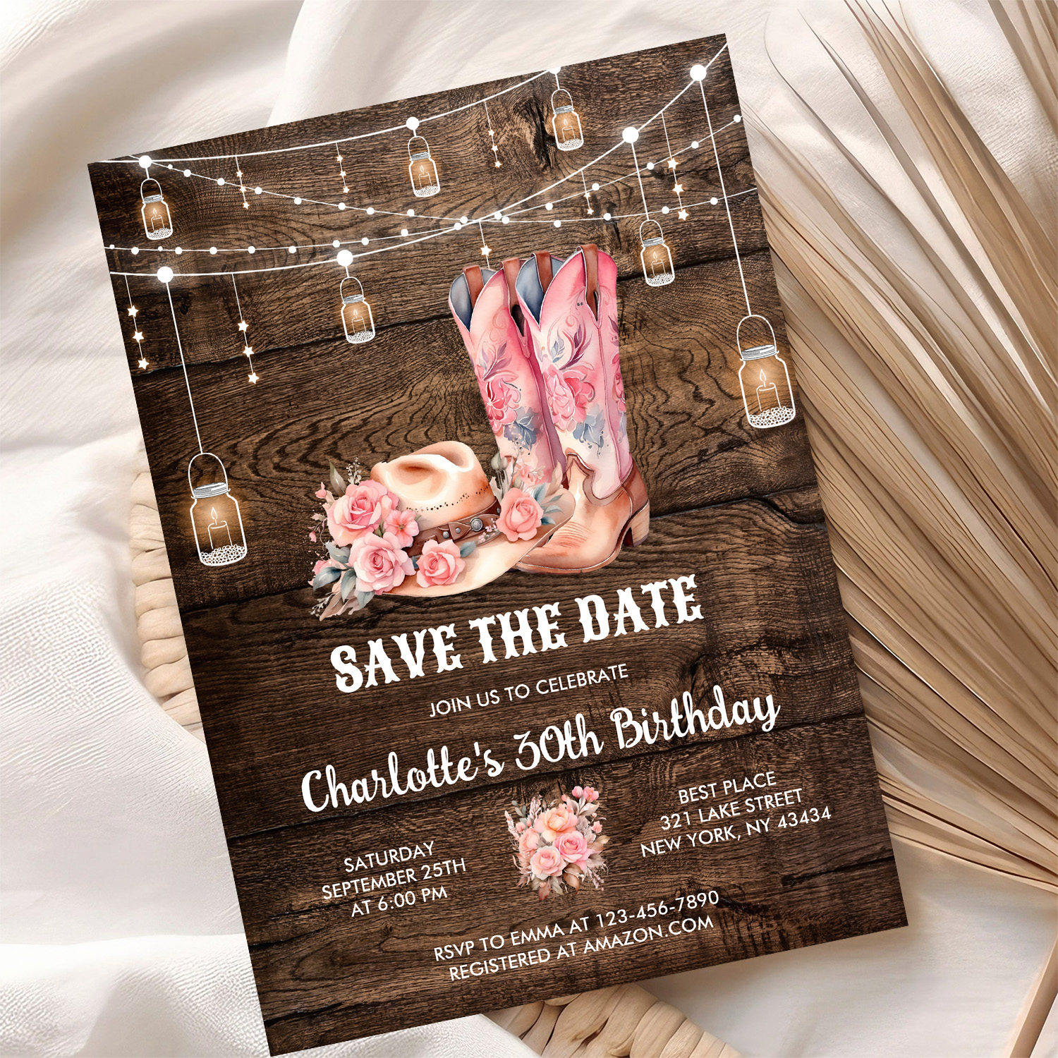 Rustic Wood Western Save The Date Cowgirl Birthday Invitation - Image 10