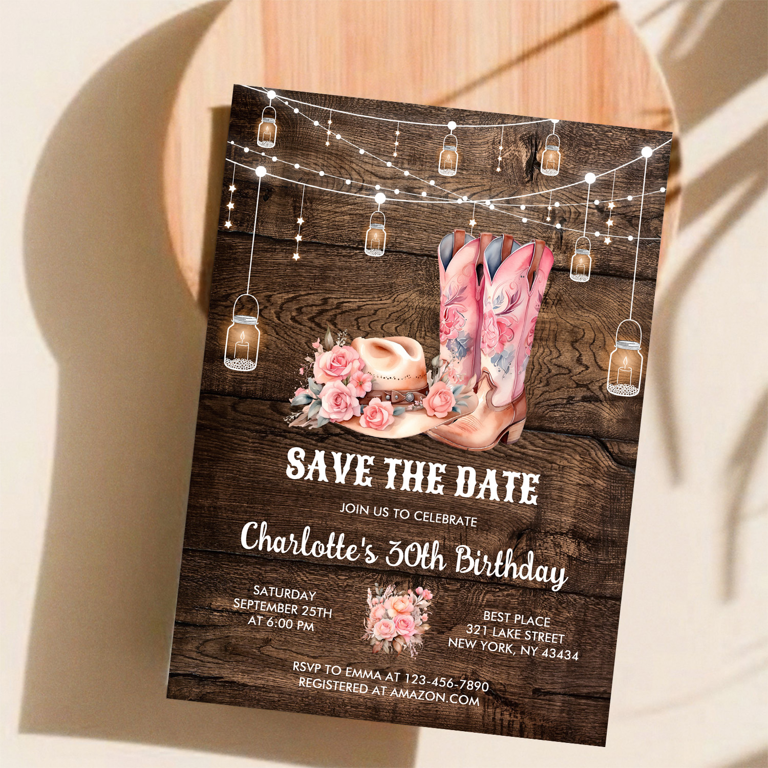 Rustic Wood Western Save The Date Cowgirl Birthday Invitation - Image 11