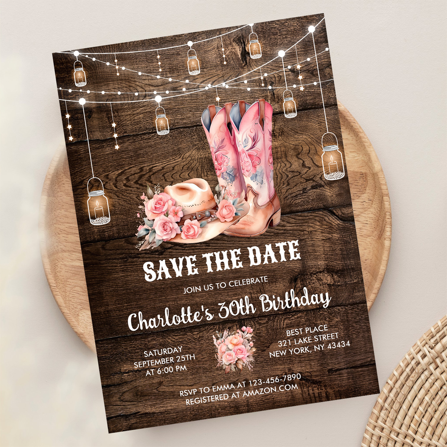 Rustic Wood Western Save The Date Cowgirl Birthday Invitation - Image 13