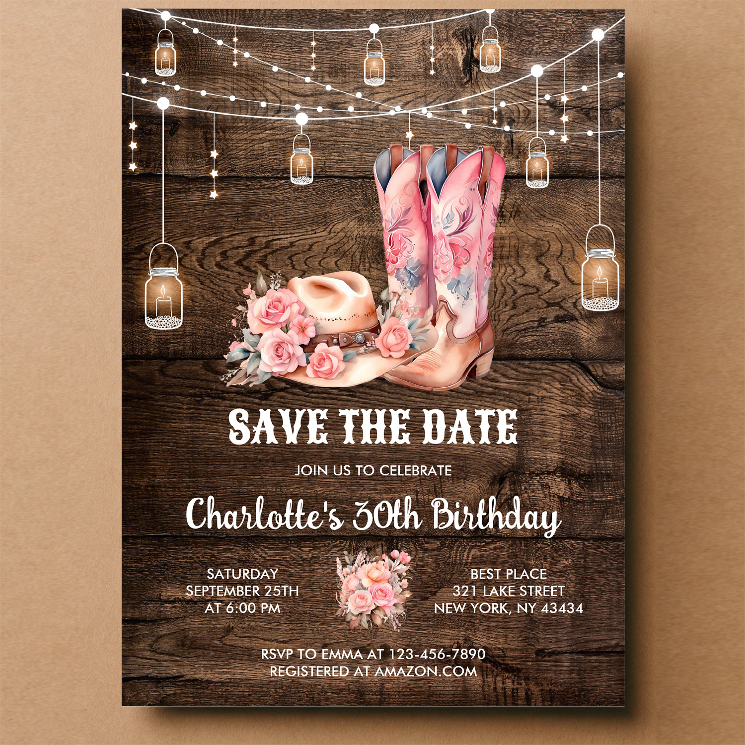 Rustic Wood Western Save The Date Cowgirl Birthday Invitation - Image 14