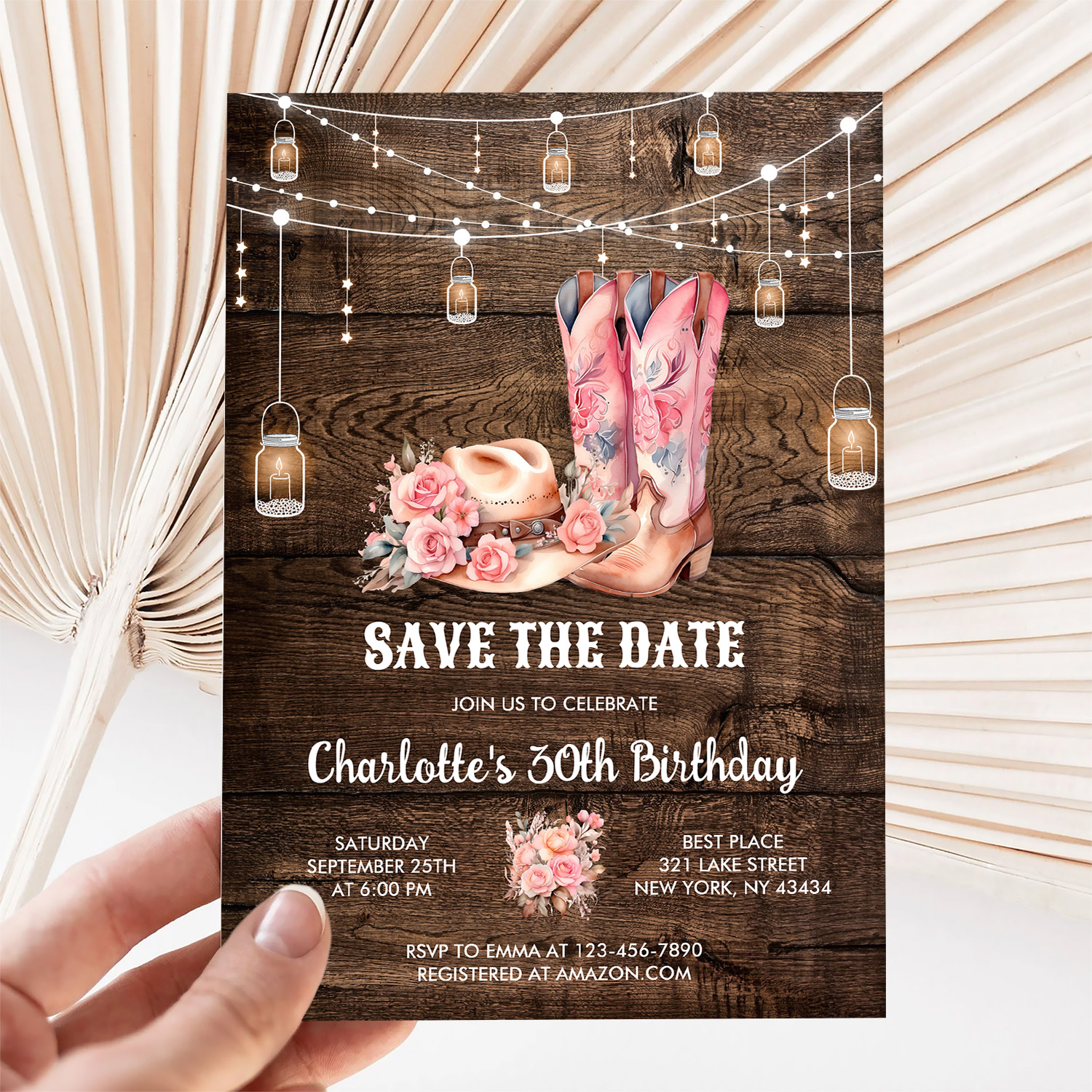 Rustic Wood Western Save The Date Cowgirl Birthday Invitation - Image 5