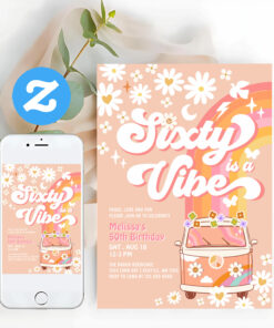 Seventy Is A Vibe 70th Bright Pink Birthday Groovy Invitation