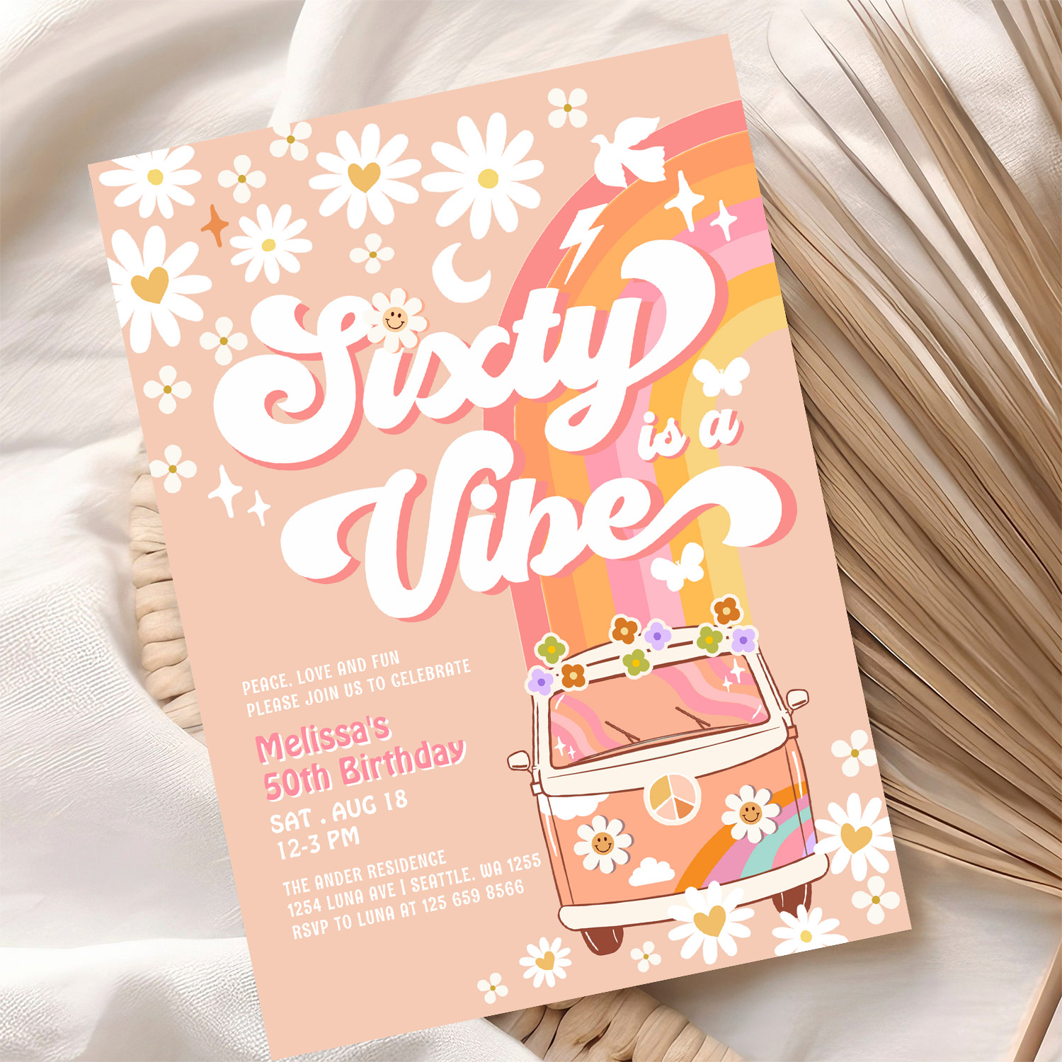Seventy Is A Vibe 70th Bright Pink Birthday Groovy Invitation - Image 10