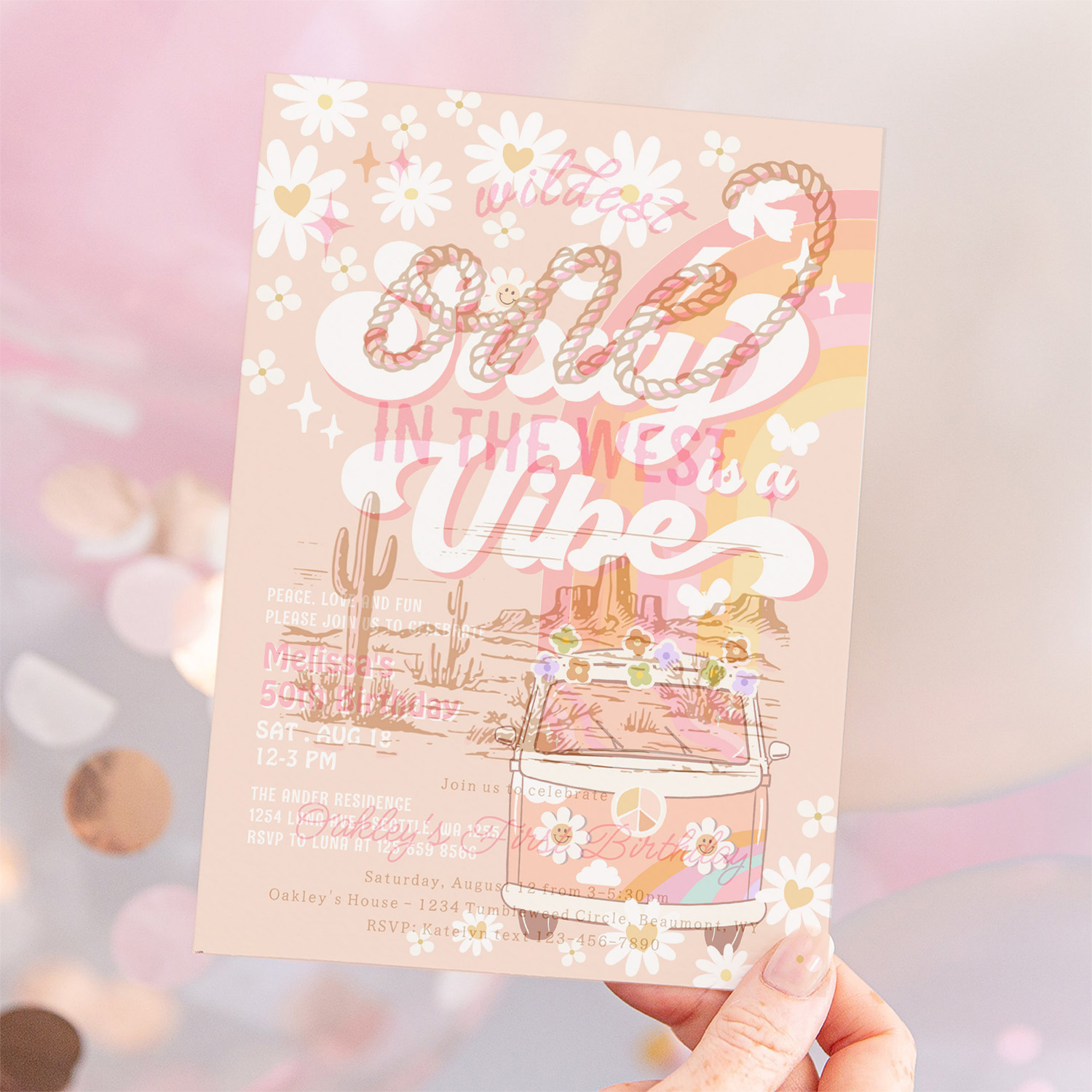 Seventy Is A Vibe 70th Bright Pink Birthday Groovy Invitation - Image 12