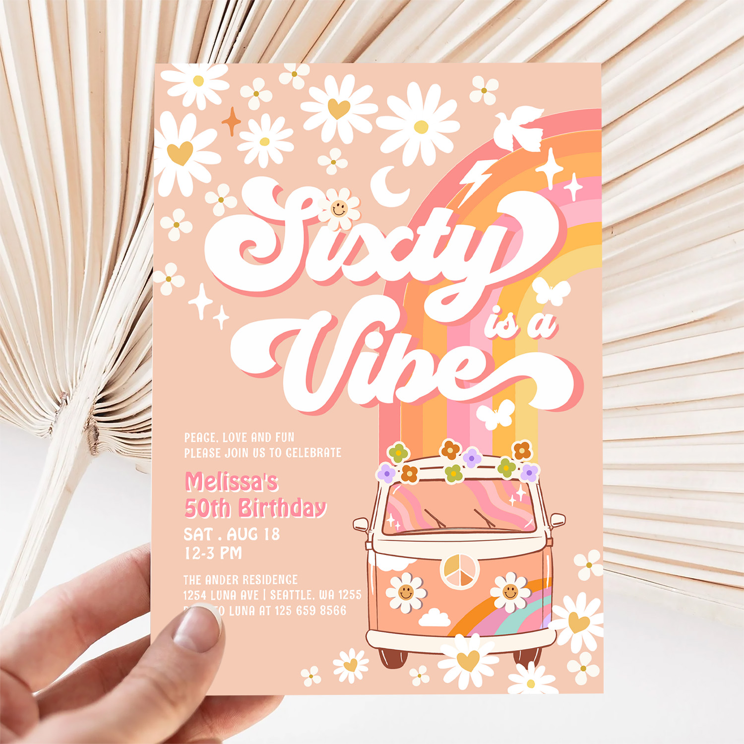 Seventy Is A Vibe 70th Bright Pink Birthday Groovy Invitation - Image 5