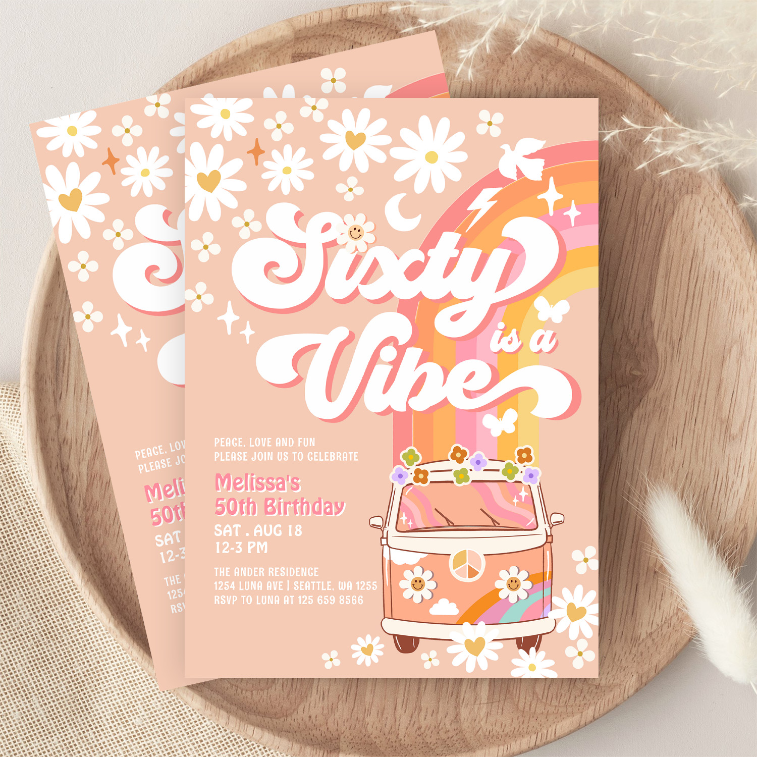 Seventy Is A Vibe 70th Bright Pink Birthday Groovy Invitation - Image 9