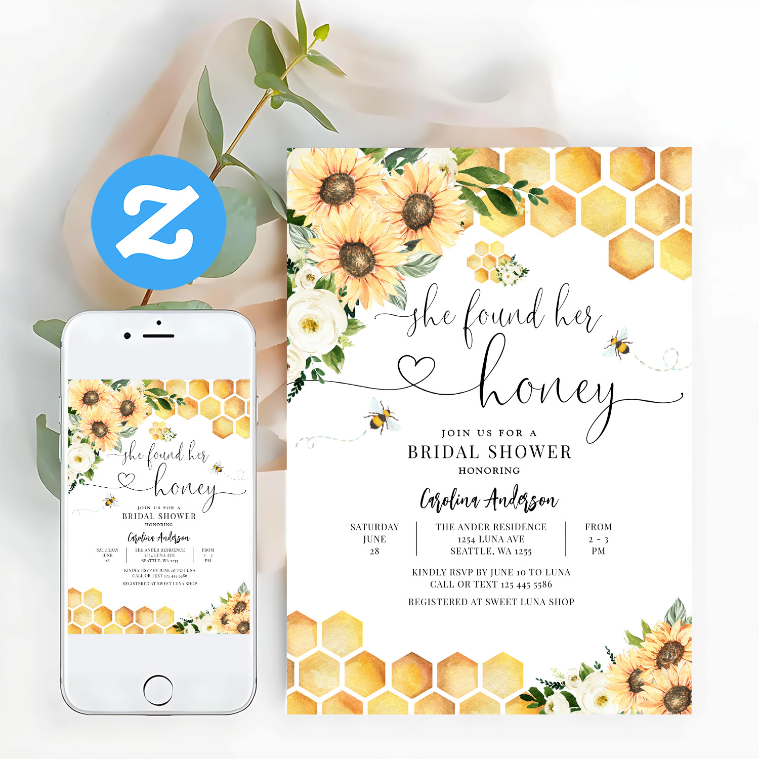She Found Her Honey Rustic Bridal Wedding Shower Invitation