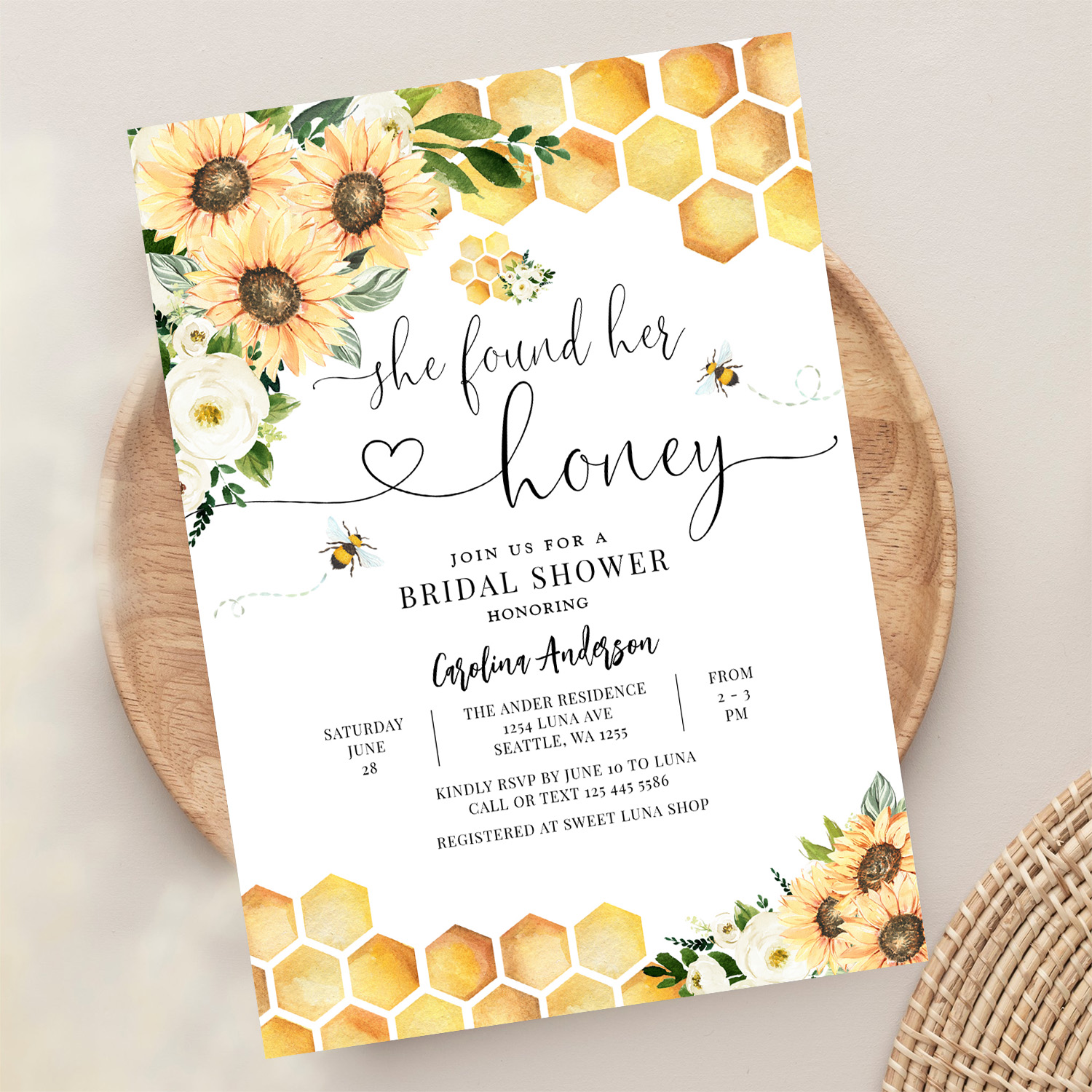 She Found Her Honey Rustic Bridal Wedding Shower Invitation - Image 13