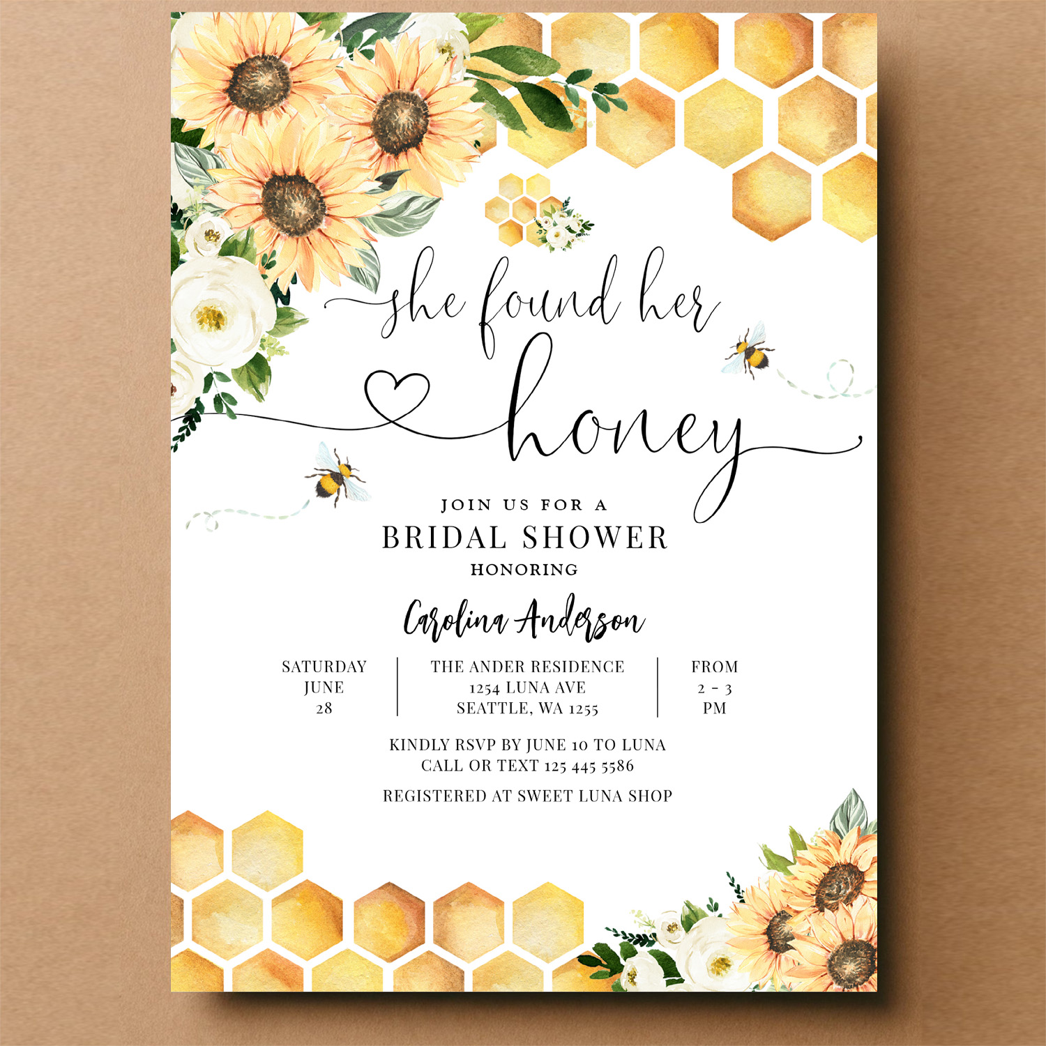She Found Her Honey Rustic Bridal Wedding Shower Invitation - Image 14