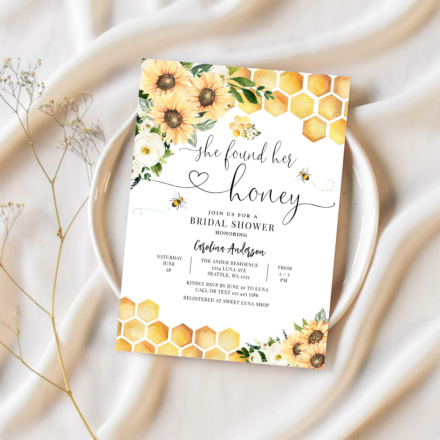 She Found Her Honey Rustic Bridal Wedding Shower Invitation - Image 2