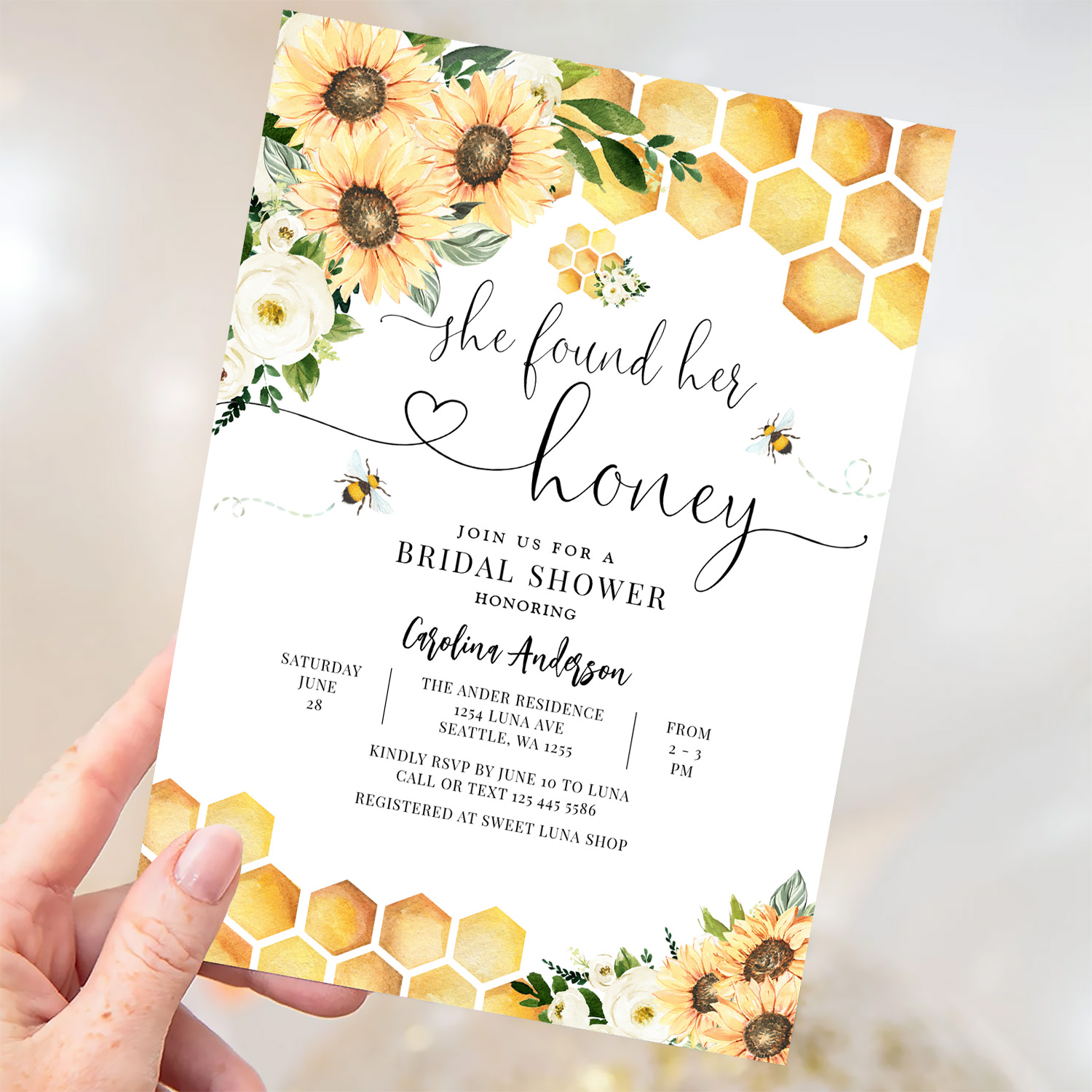 She Found Her Honey Rustic Bridal Wedding Shower Invitation - Image 3