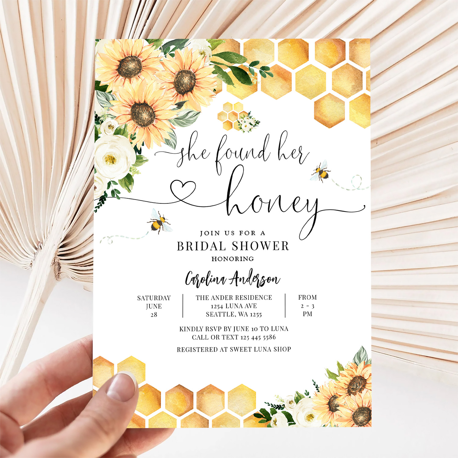 She Found Her Honey Rustic Bridal Wedding Shower Invitation - Image 5