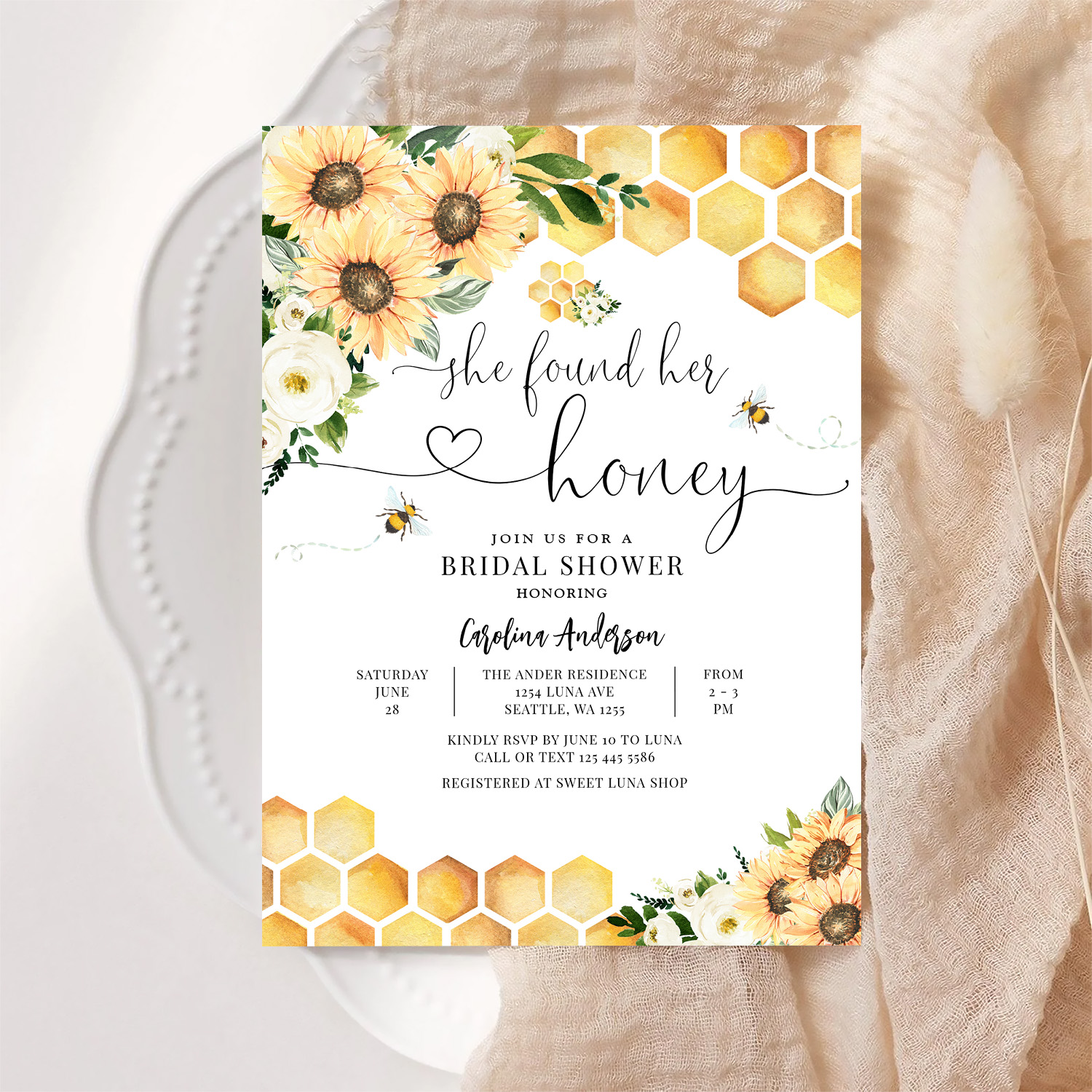 She Found Her Honey Rustic Bridal Wedding Shower Invitation - Image 6