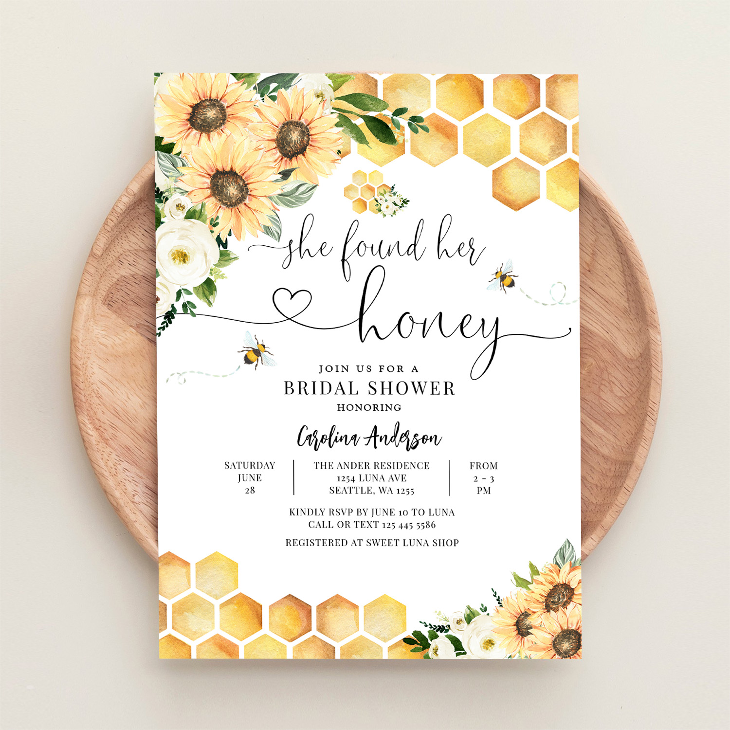 She Found Her Honey Rustic Bridal Wedding Shower Invitation - Image 7