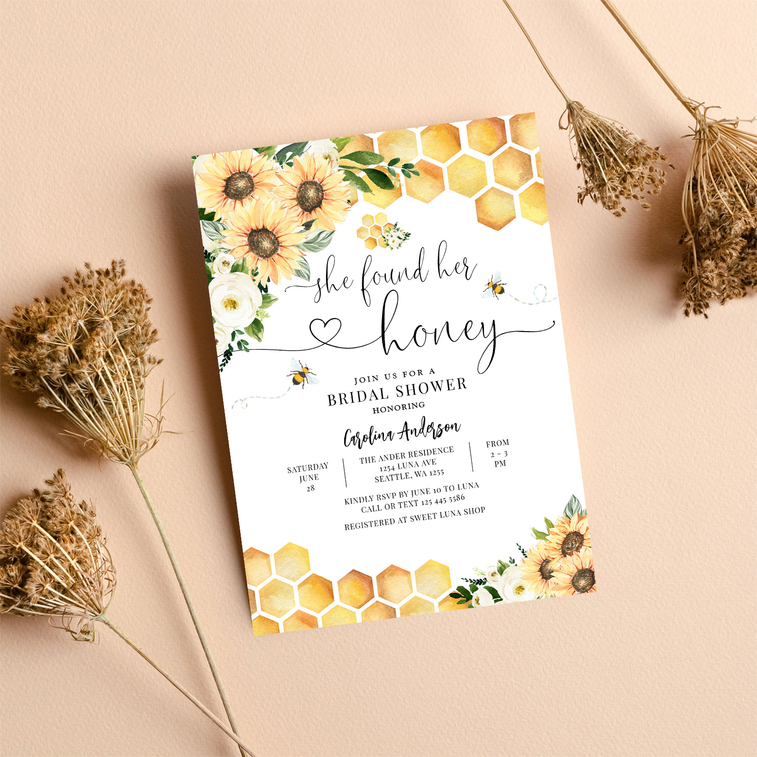 She Found Her Honey Rustic Bridal Wedding Shower Invitation - Image 8