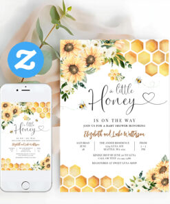 Sunflower Bee A Little Honey Baby Shower Invitation