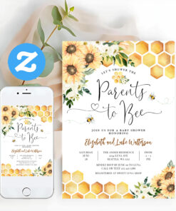Sunflower Bee Parents To Bee Baby Shower Invitation
