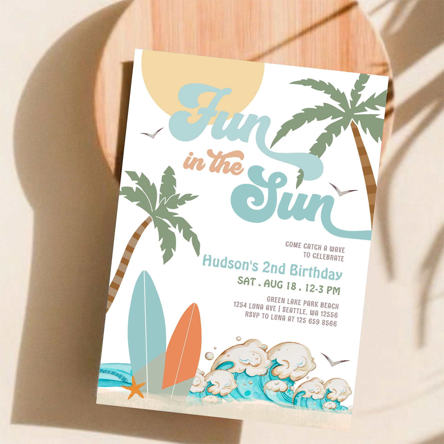 Surf Surfing Fun In The Sun Birthday Beach Party Invitation - Image 11