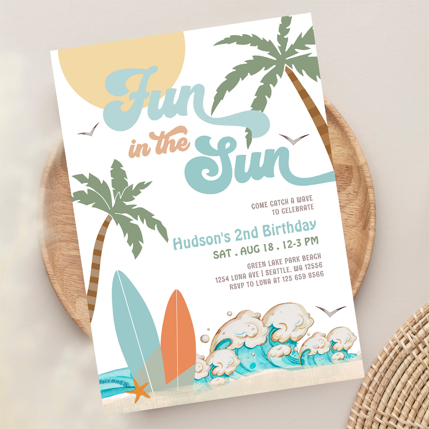 Surf Surfing Fun In The Sun Birthday Beach Party Invitation - Image 13