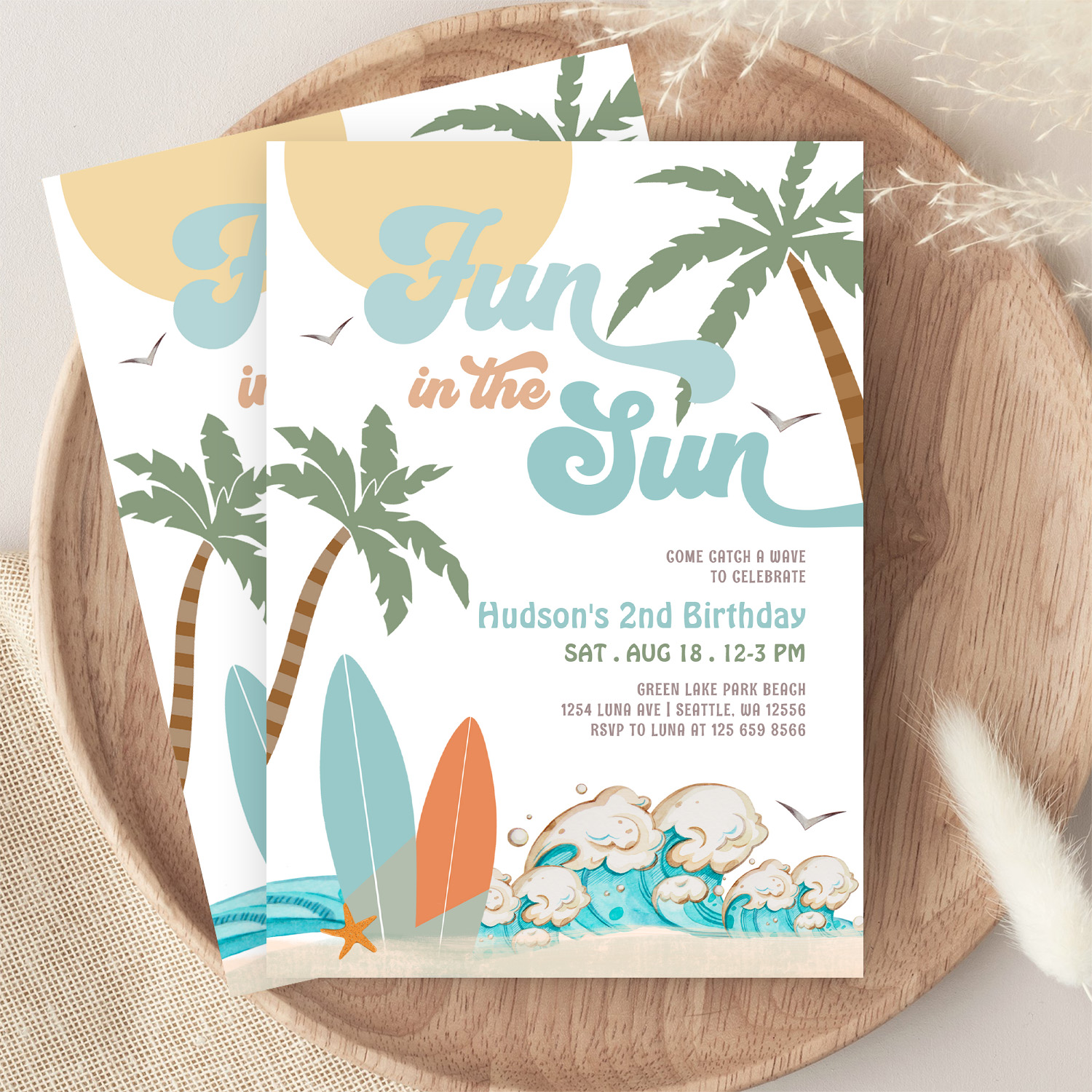 Surf Surfing Fun In The Sun Birthday Beach Party Invitation - Image 9