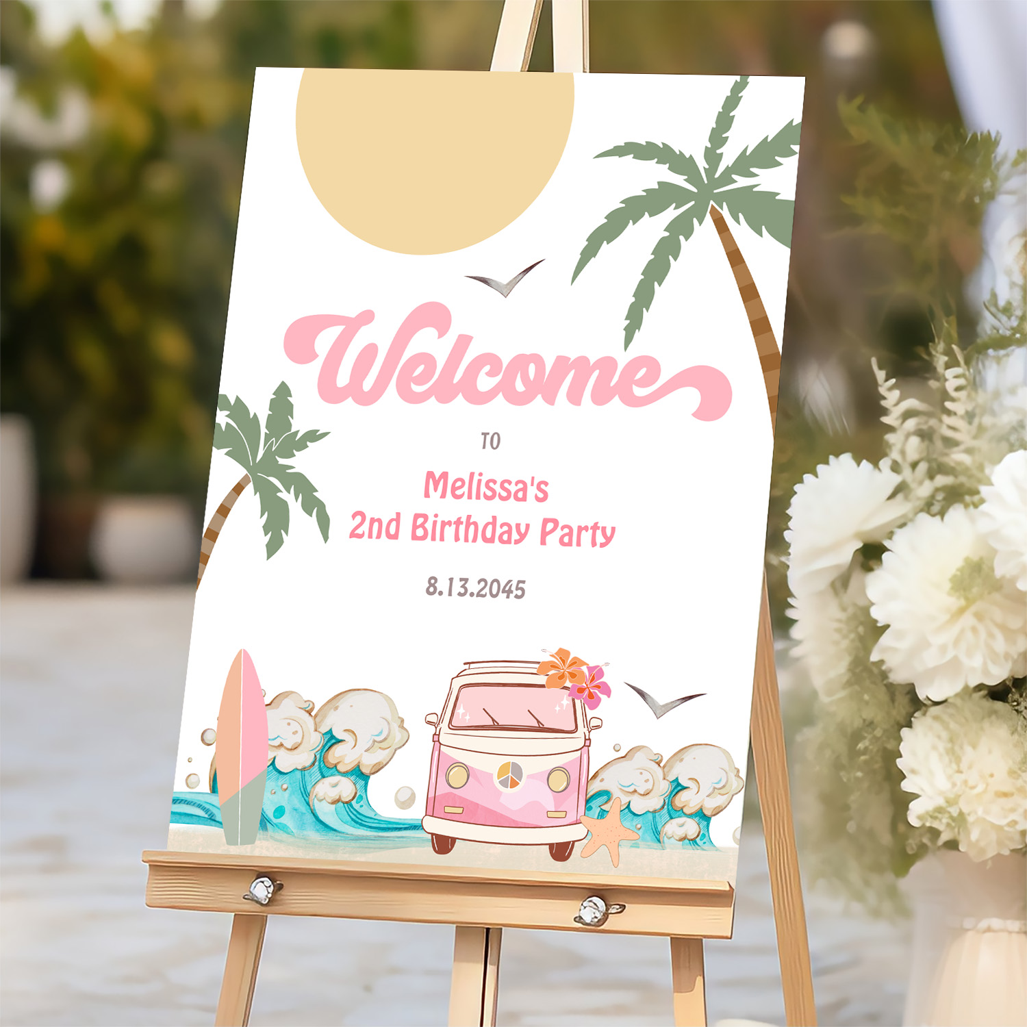 Surfs Up Birthday Baby Shower Decor Welcome Sign