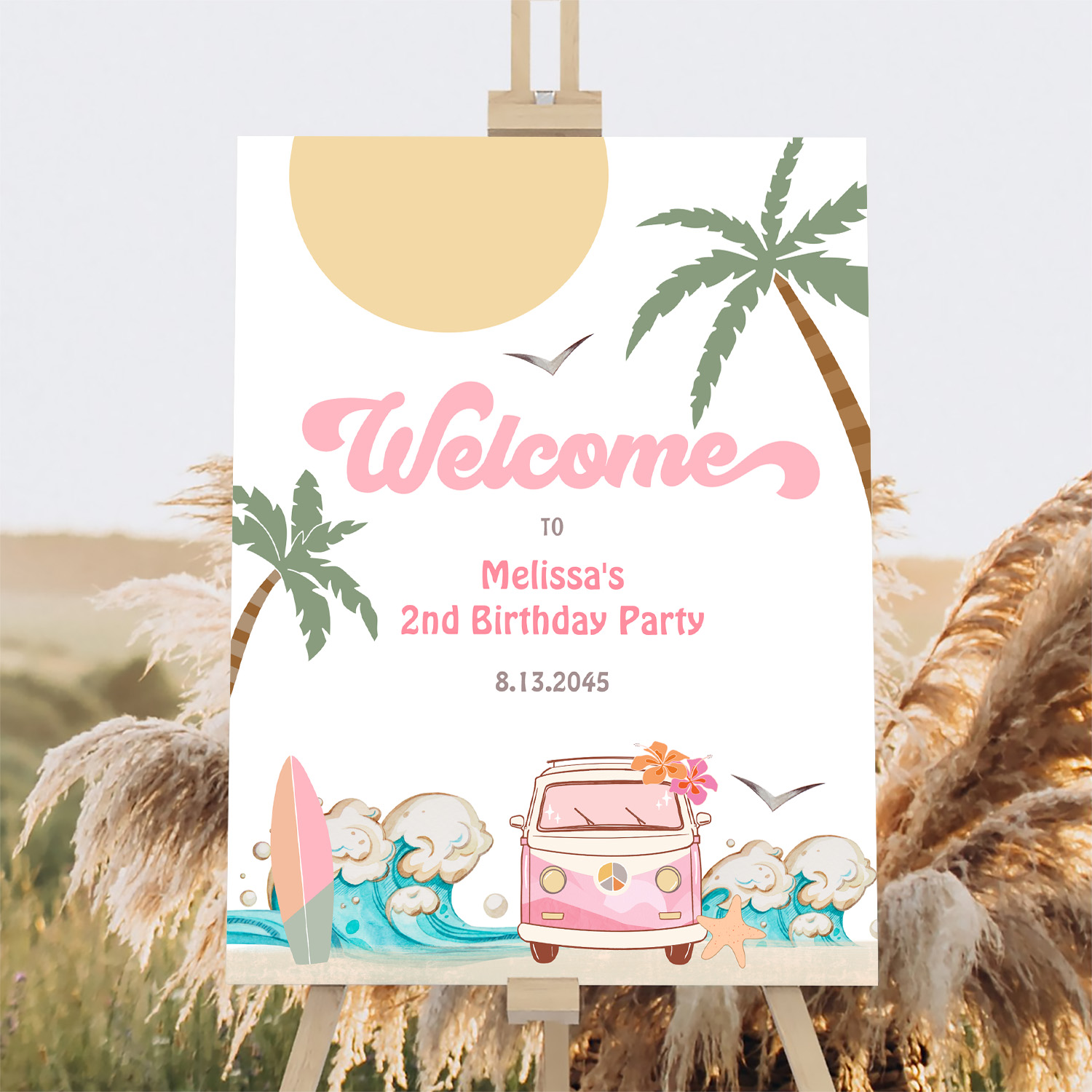 Surfs Up Birthday Baby Shower Decor Welcome Sign - Image 2