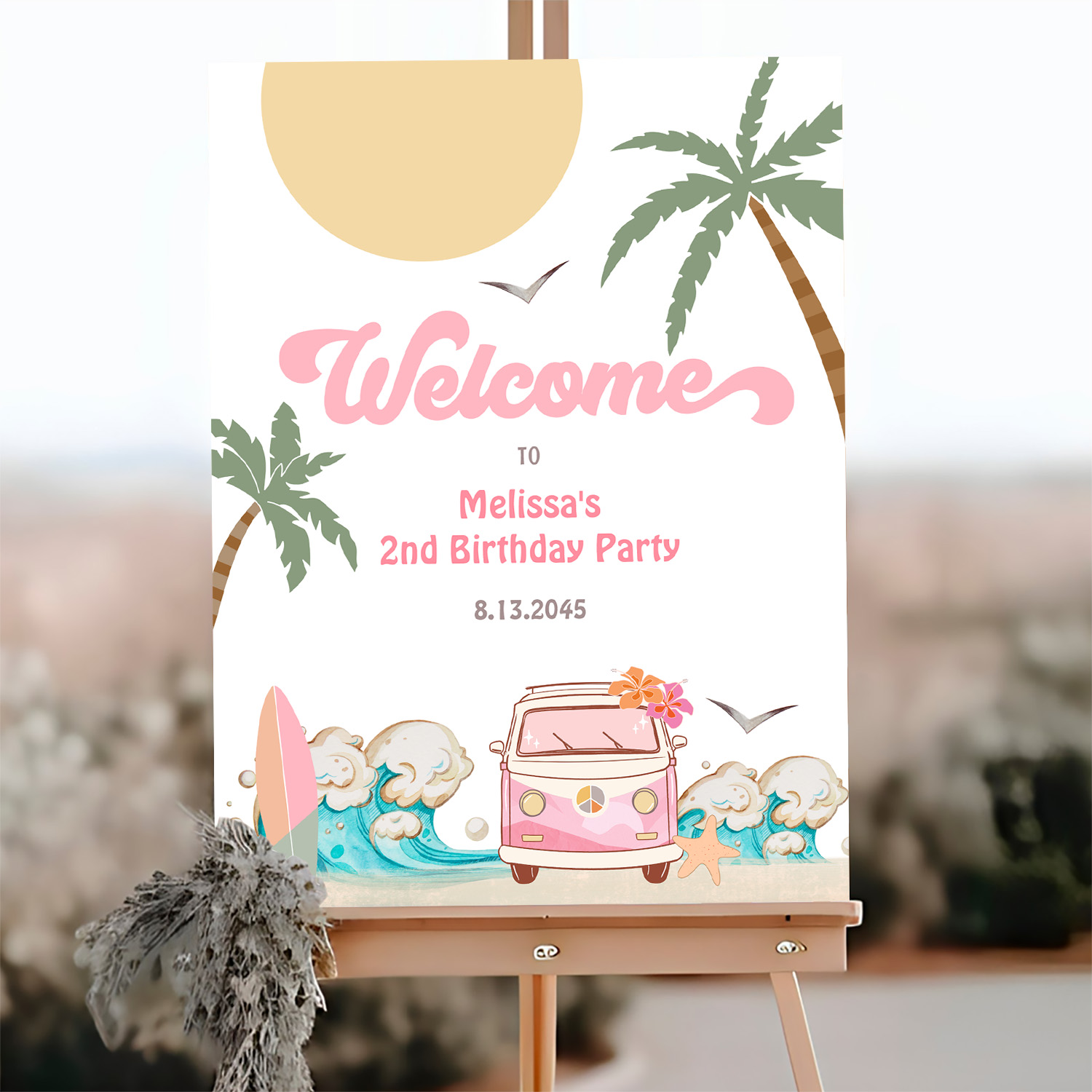 Surfs Up Birthday Baby Shower Decor Welcome Sign - Image 3