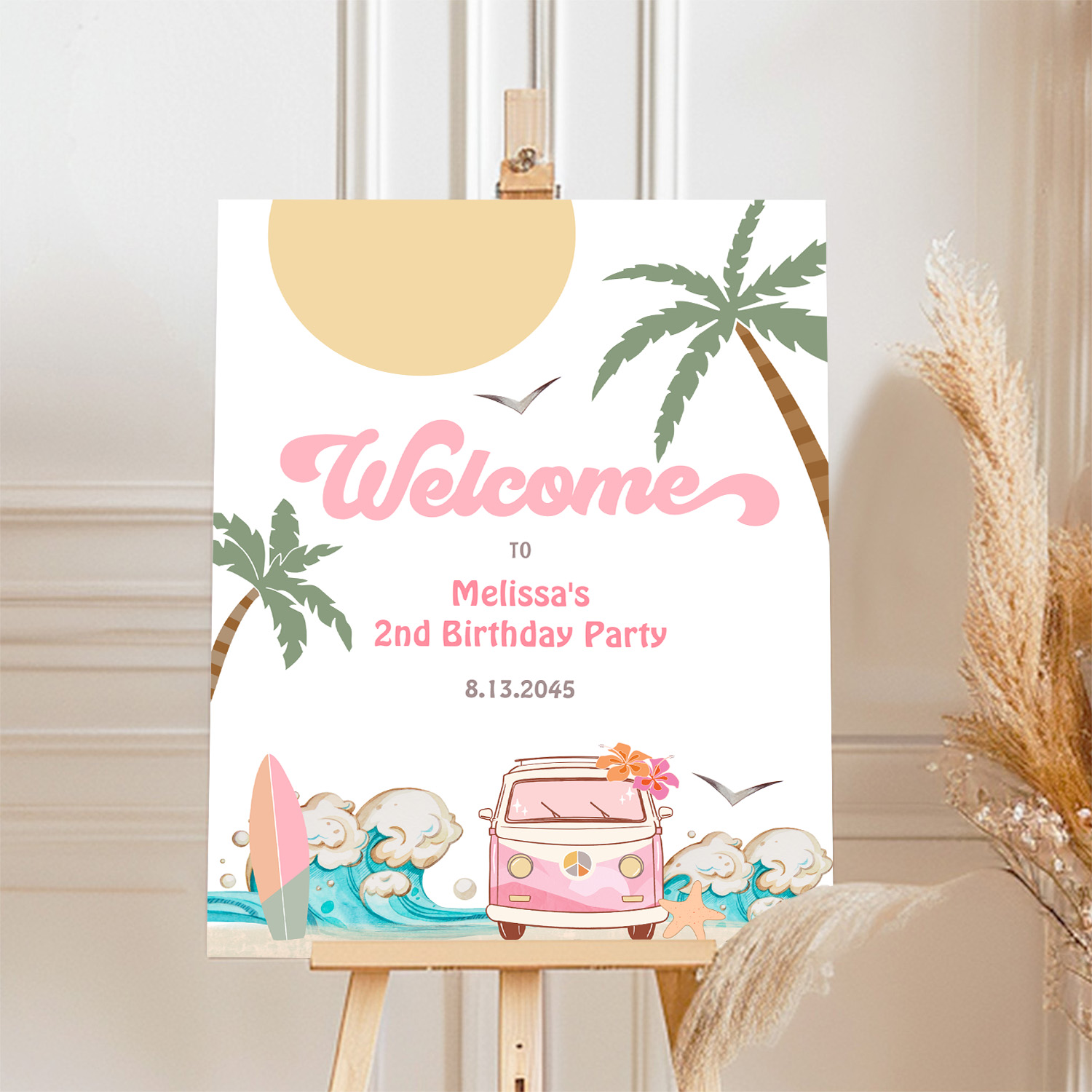 Surfs Up Birthday Baby Shower Decor Welcome Sign - Image 4