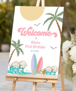 Surfs Up Birthday Baby Shower Decor Welcome Sign
