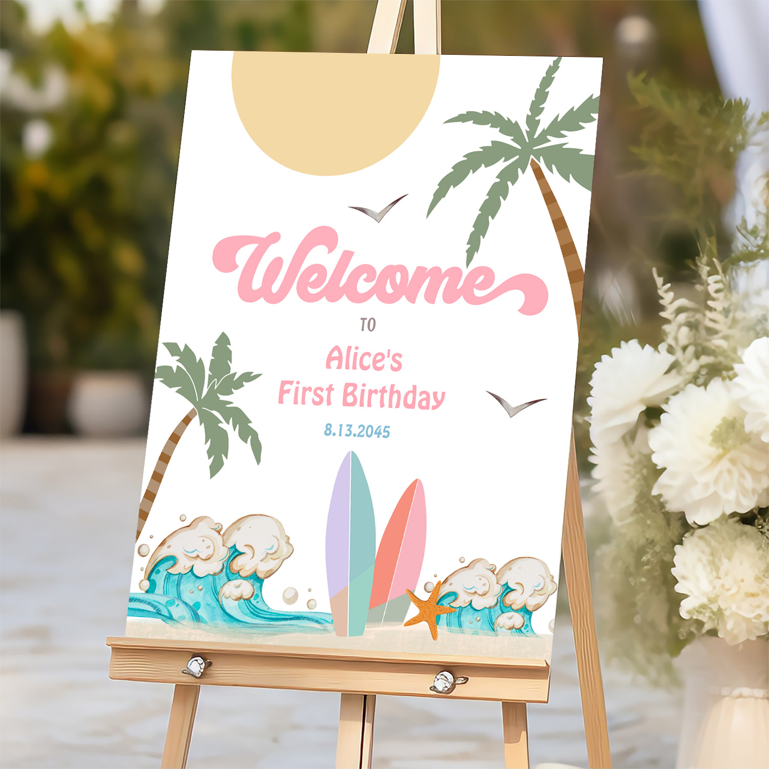 Surfs Up Birthday Baby Shower Decor Welcome Sign