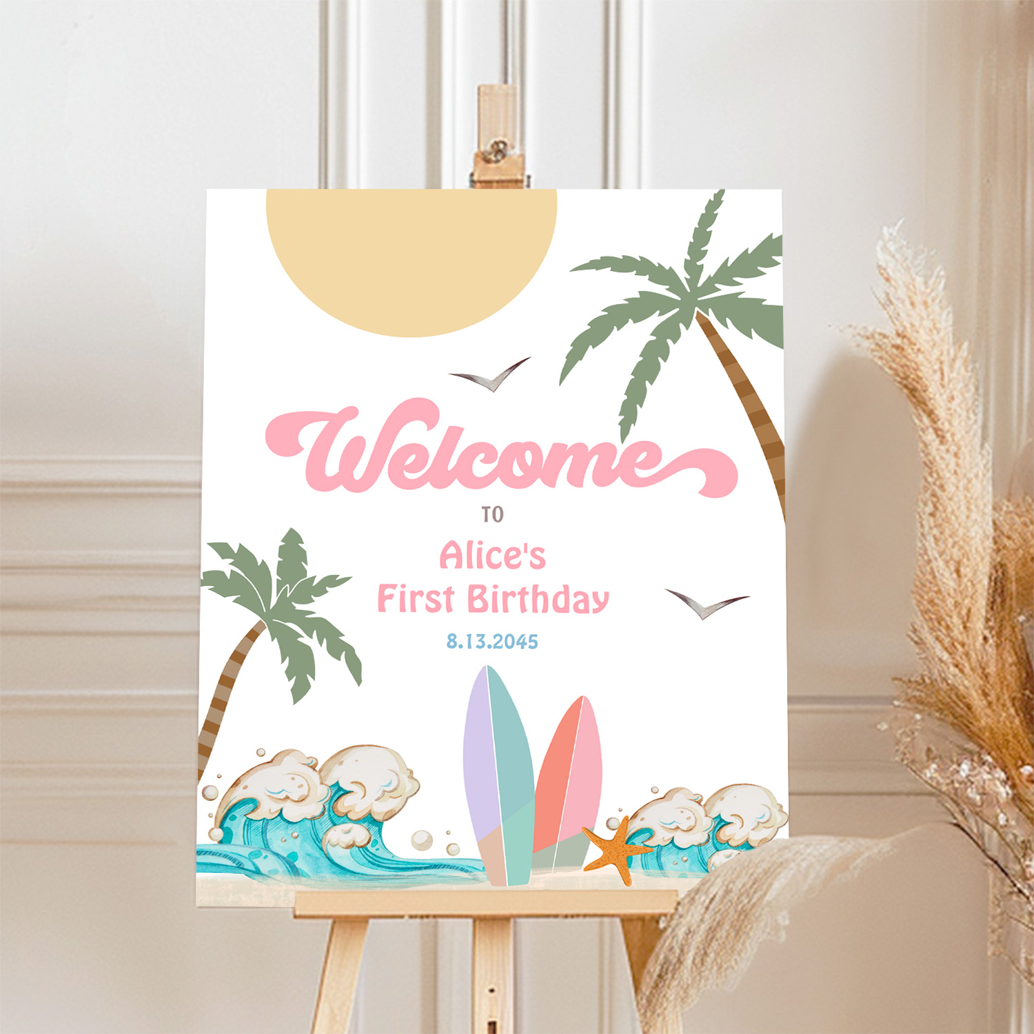Surfs Up Birthday Baby Shower Decor Welcome Sign - Image 4