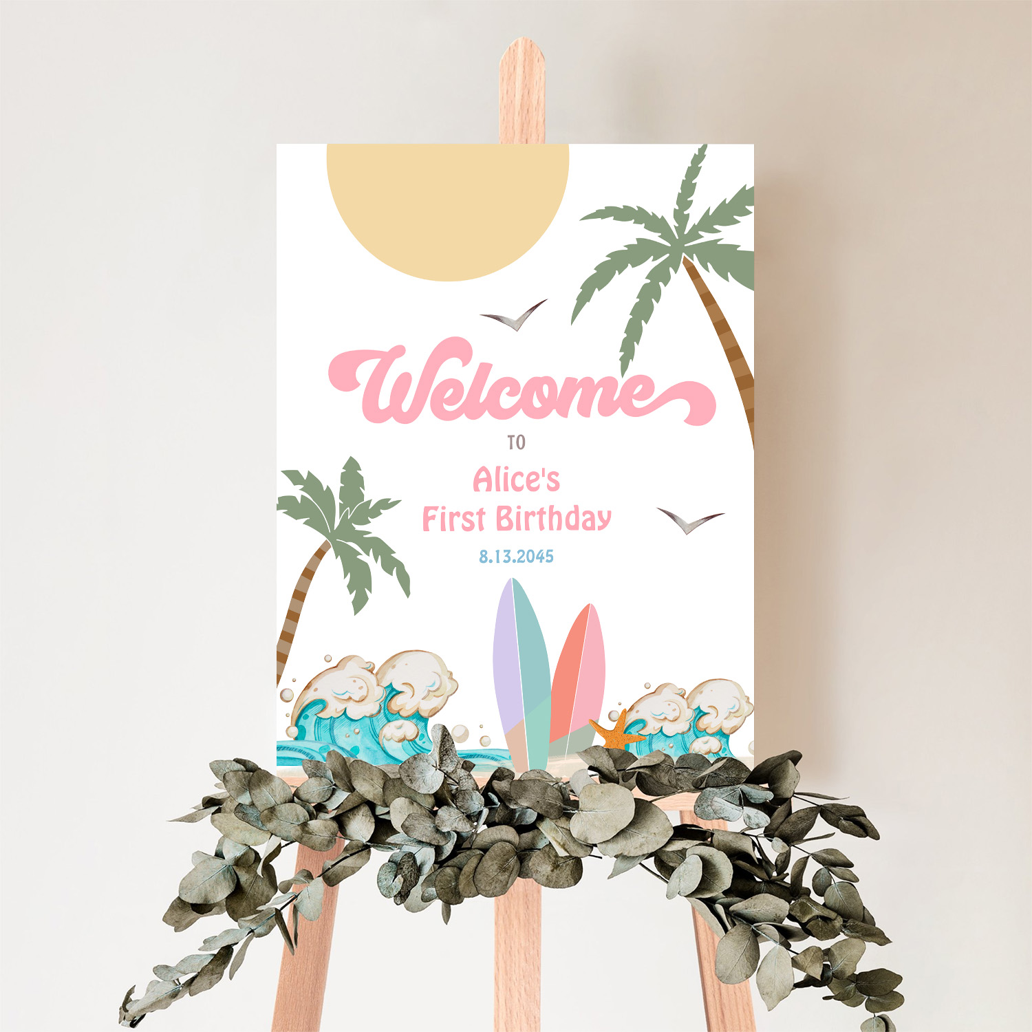Surfs Up Birthday Baby Shower Decor Welcome Sign - Image 5