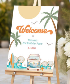 Surfs Up Birthday Baby Shower Decor Welcome Sign