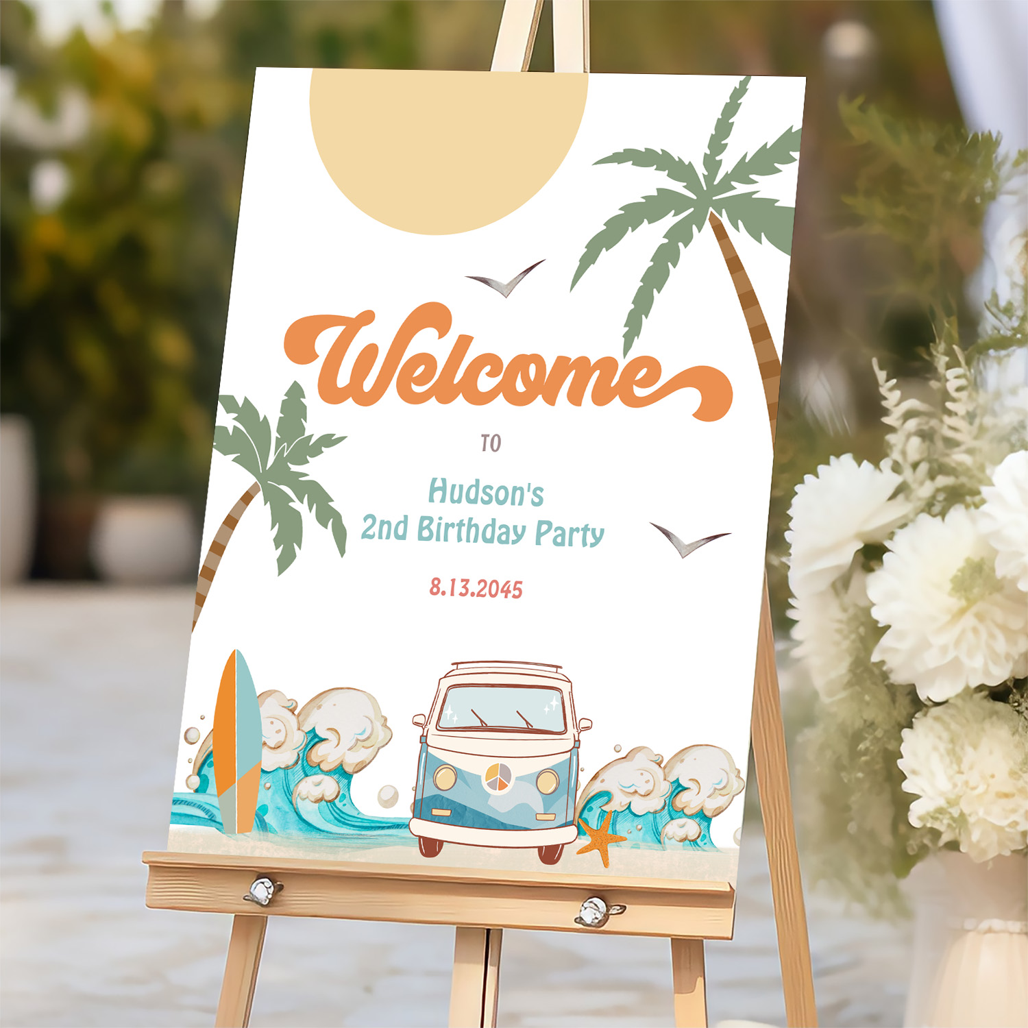 Surfs Up Birthday Baby Shower Decor Welcome Sign