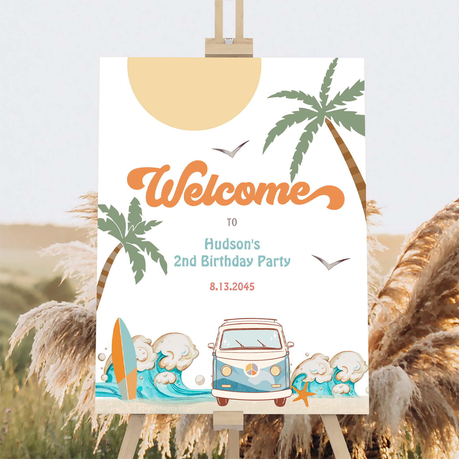 Surfs Up Birthday Baby Shower Decor Welcome Sign - Image 2