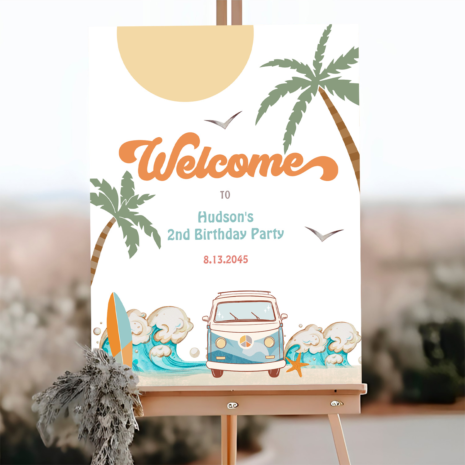 Surfs Up Birthday Baby Shower Decor Welcome Sign - Image 3