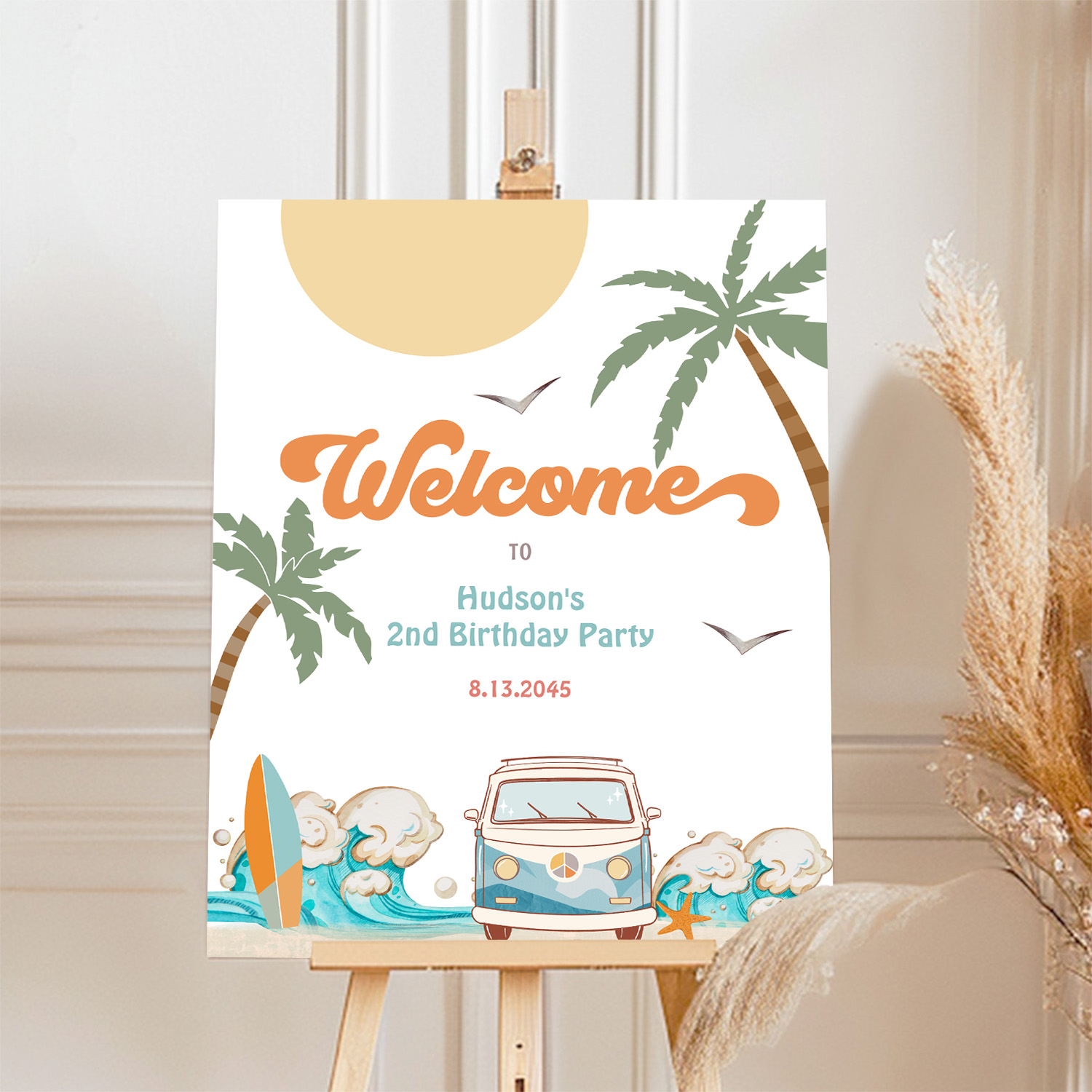 Surfs Up Birthday Baby Shower Decor Welcome Sign - Image 4