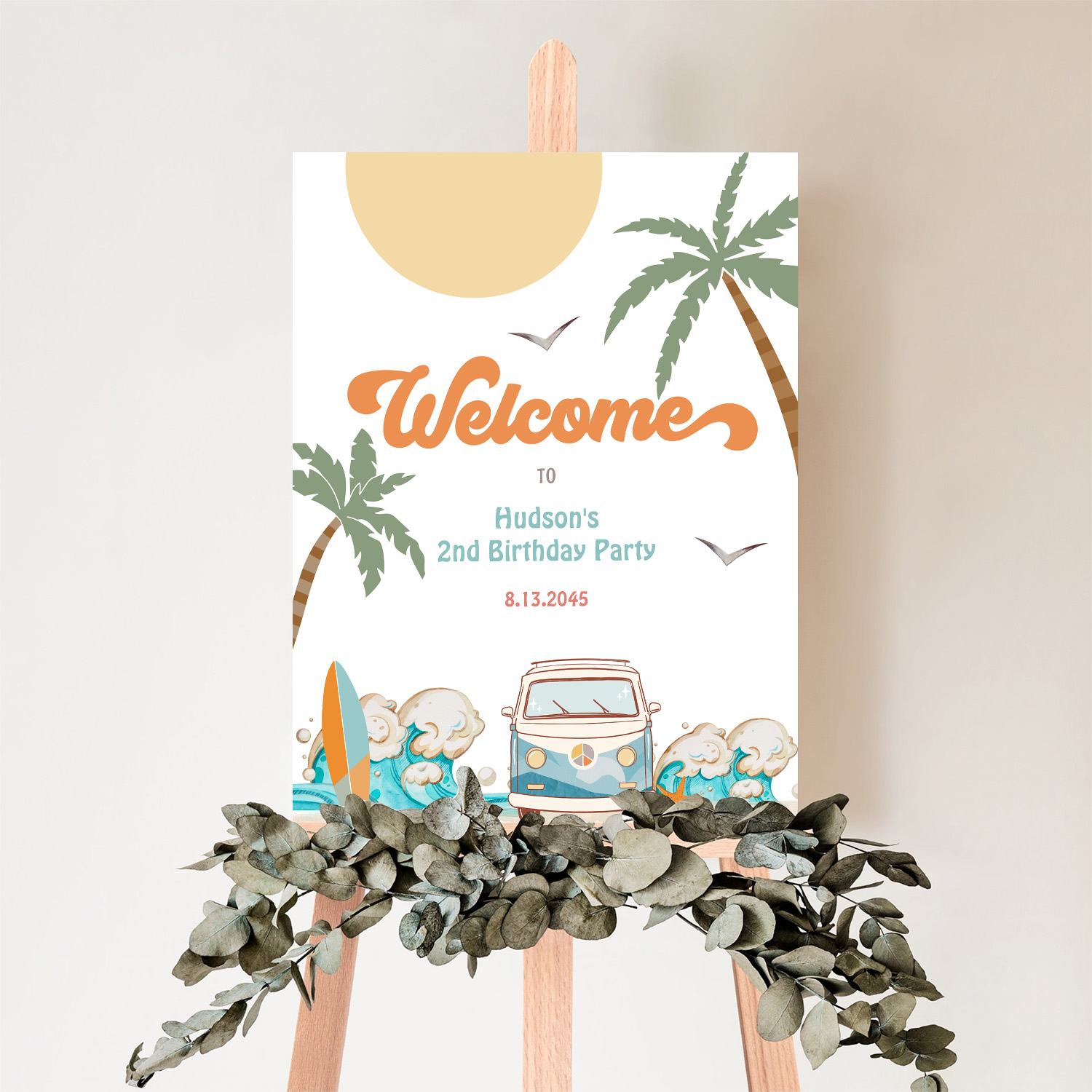 Surfs Up Birthday Baby Shower Decor Welcome Sign - Image 5