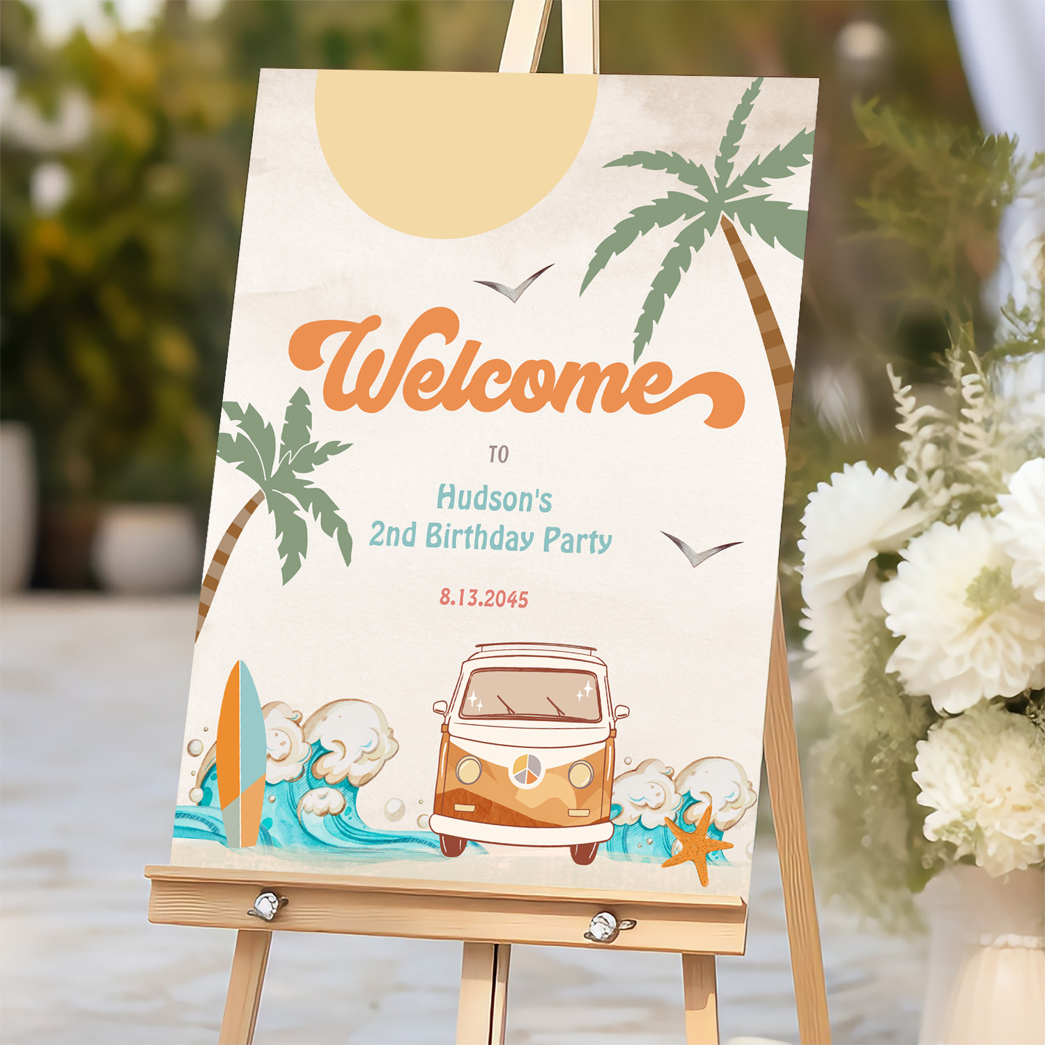 Surfs Up Birthday Baby Shower Decor Welcome Sign