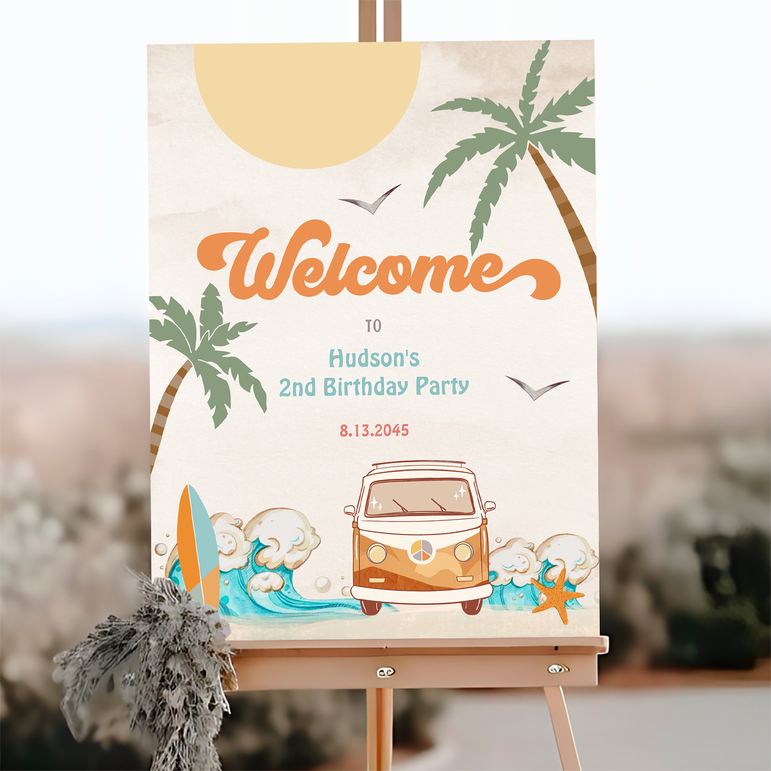 Surfs Up Birthday Baby Shower Decor Welcome Sign - Image 3