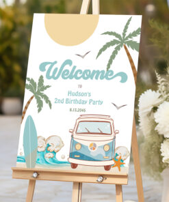 Surfs Up Birthday Baby Shower Decor Welcome Sign