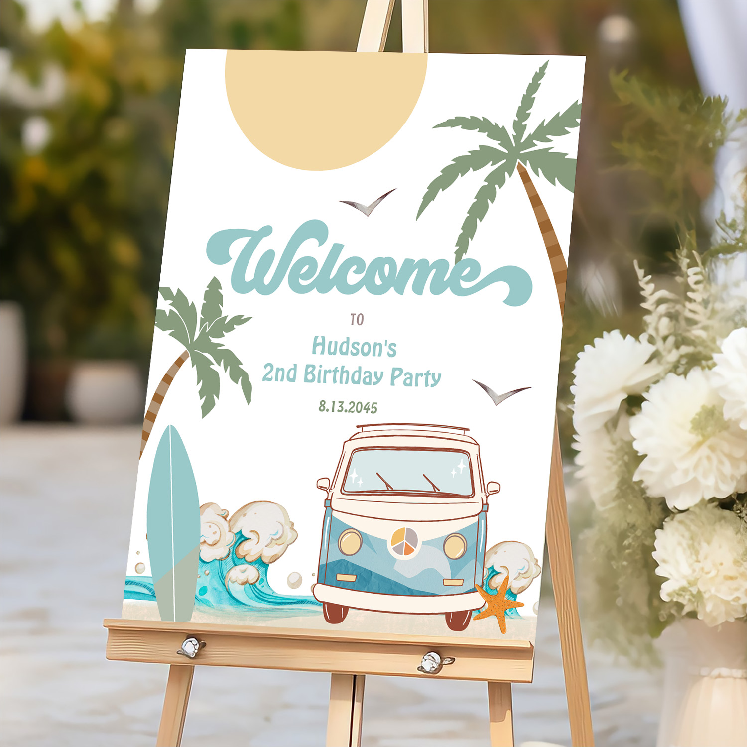Surfs Up Birthday Baby Shower Decor Welcome Sign