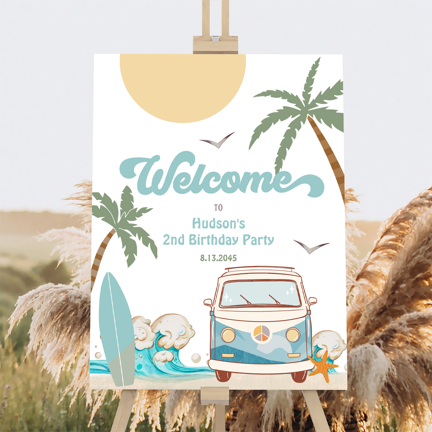 Surfs Up Birthday Baby Shower Decor Welcome Sign - Image 2