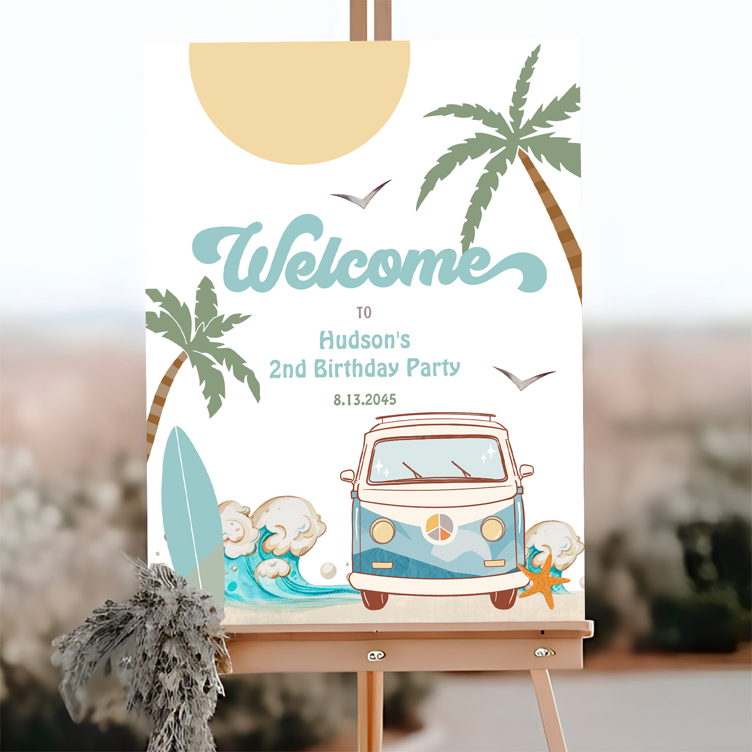 Surfs Up Birthday Baby Shower Decor Welcome Sign - Image 3