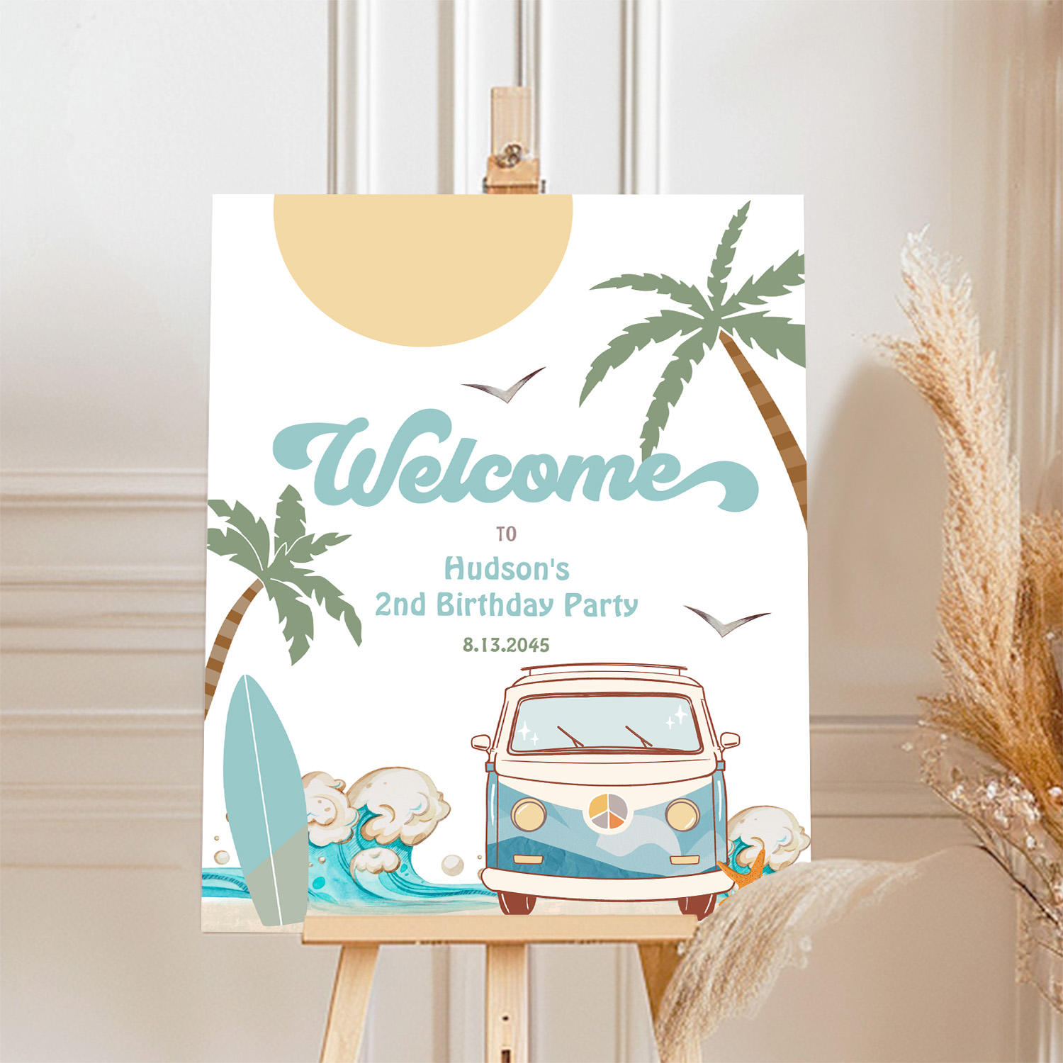 Surfs Up Birthday Baby Shower Decor Welcome Sign - Image 4