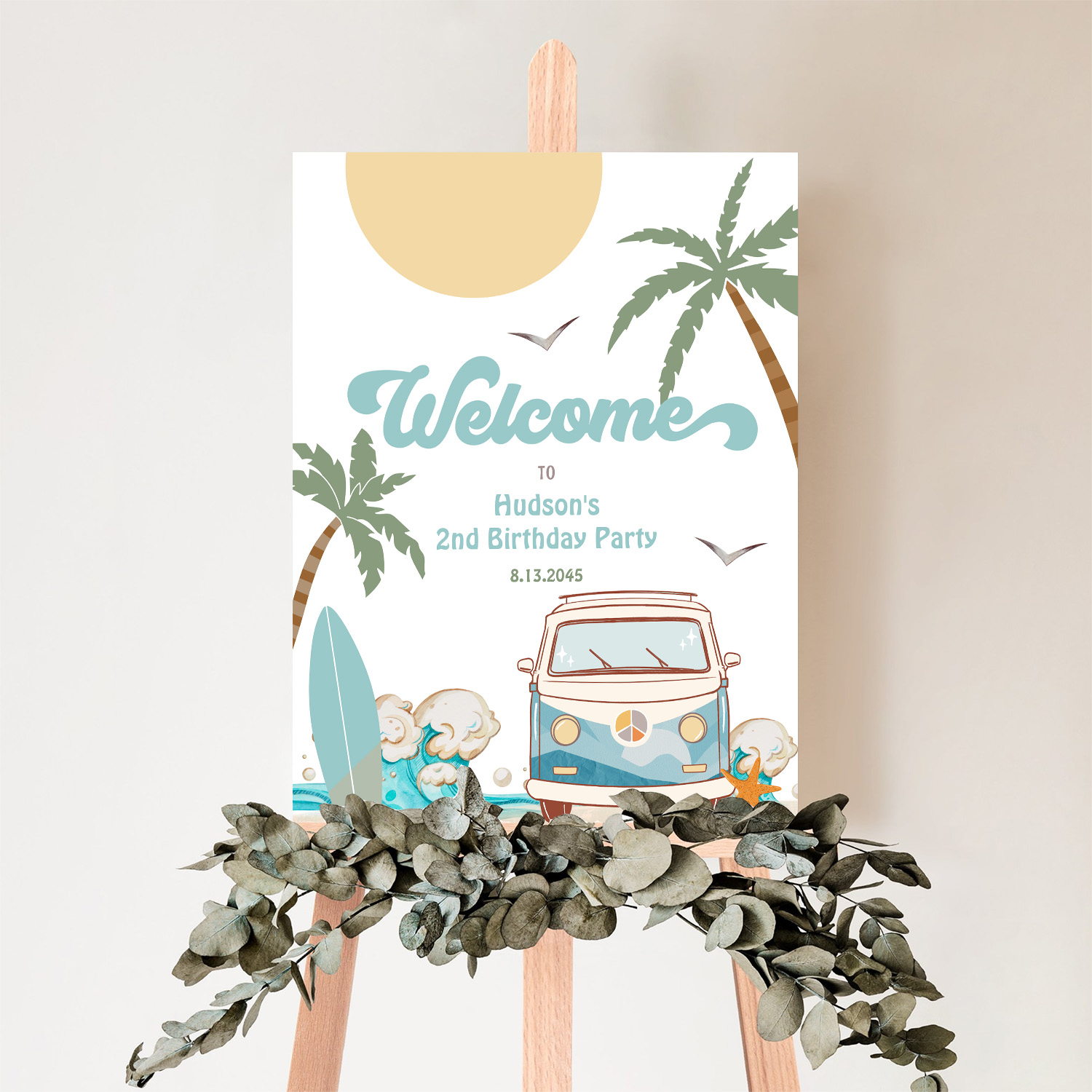 Surfs Up Birthday Baby Shower Decor Welcome Sign - Image 5