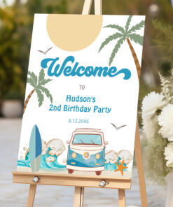 Surfs Up Birthday Baby Shower Decor Welcome Sign